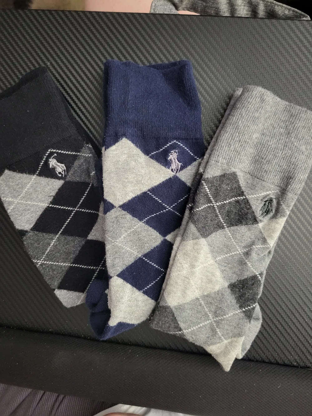 Polo by Ralph Lauren Men's Argyle Crew Socks - 3‎ Pairs Black/gray/navy